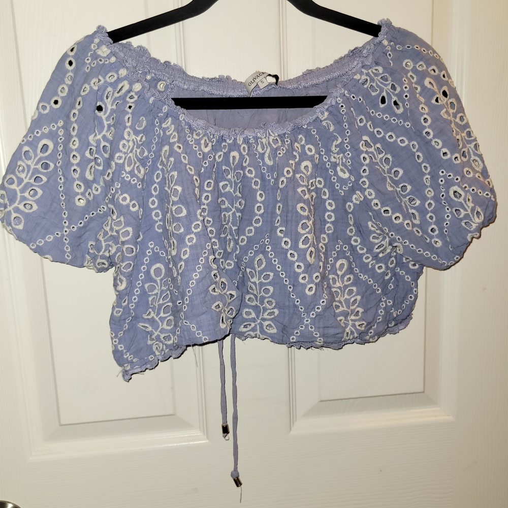 Lavender Embroidered Off Shoulder Blouse